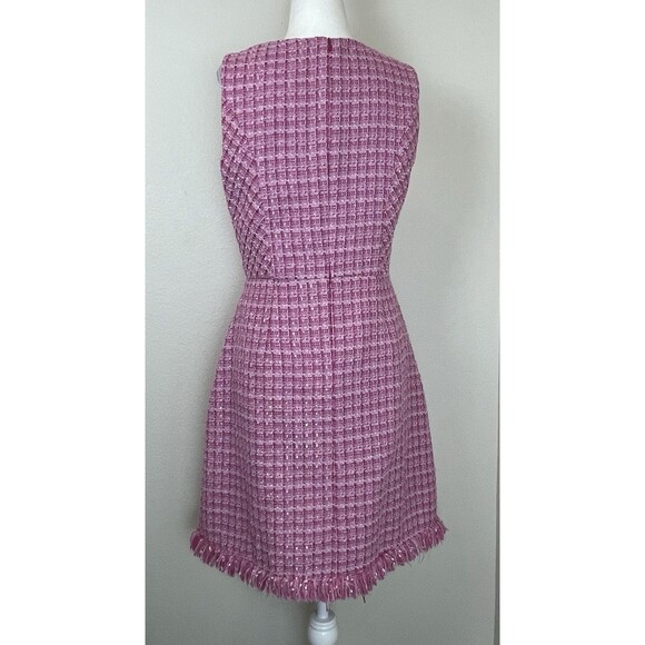 Eliza J Tweed Sleeveless Mini Dress Pink Barbie Old Money Classic-6 - Picture 4 of 12